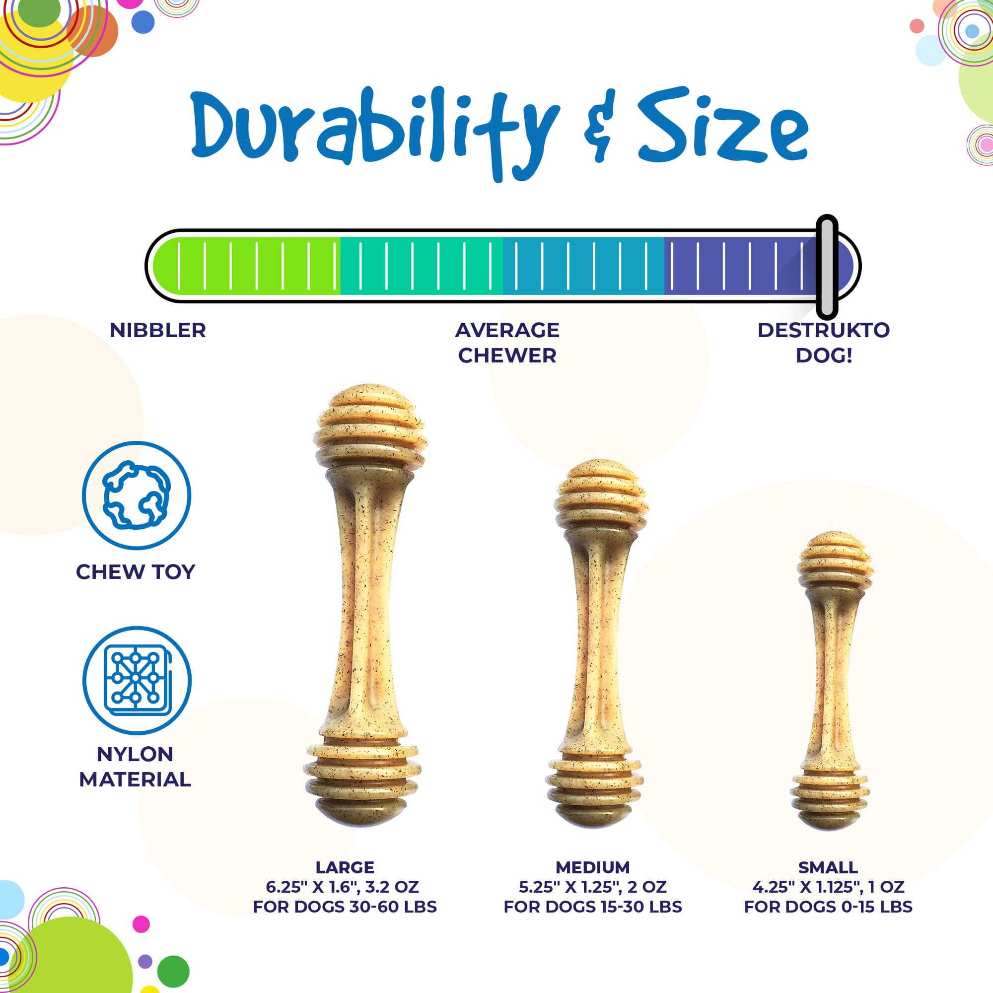 Ultra-Durable Nylon Dog Chew Toy - Honey Bone