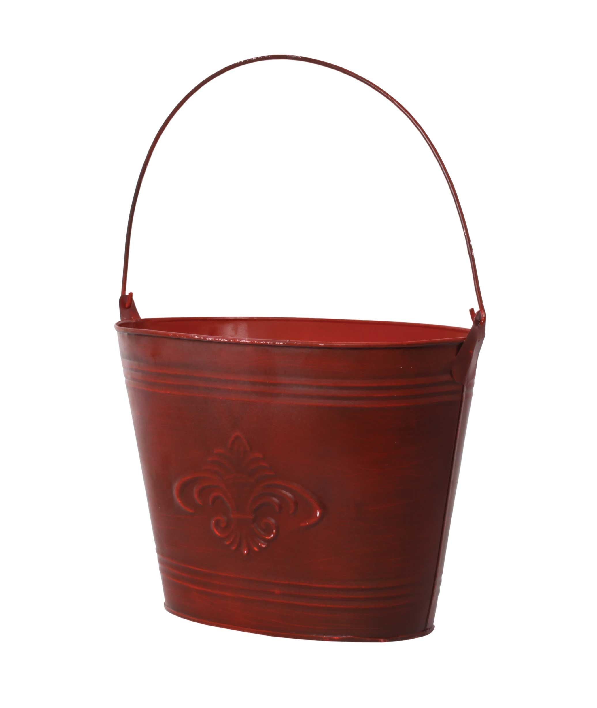 Antique Red Oval Pail Planter Set