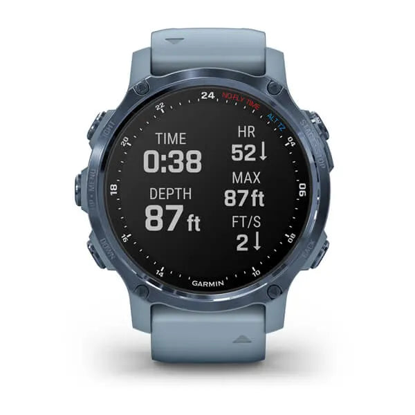 Garmin Descent Mk2S, Mineral Blue with Sea Foam Silicone Band Model #: GAR-010-02403-06
