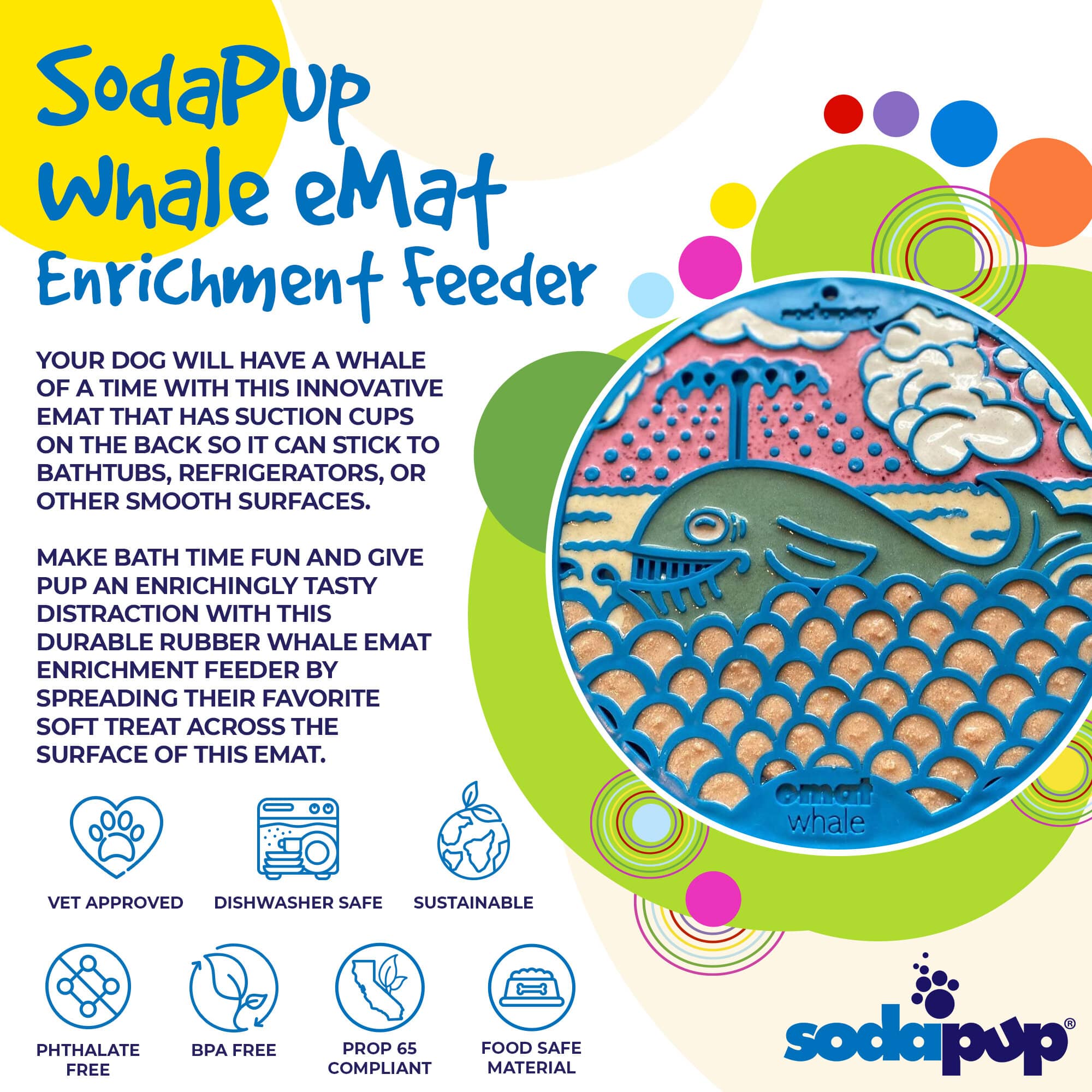 EMAT Lick Mat with Suction Cups - Whale