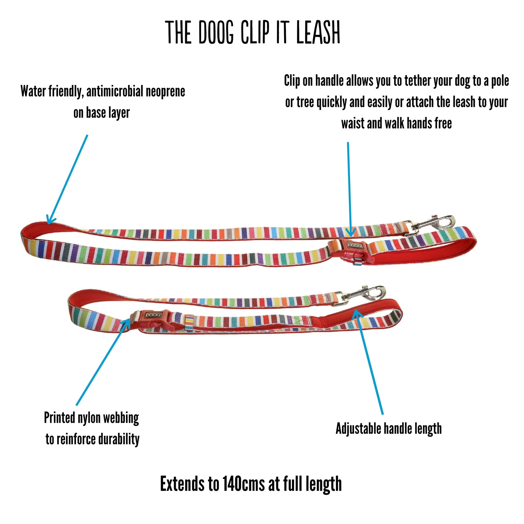 Neoprene Dog Lead 'Clip It' - Pluto