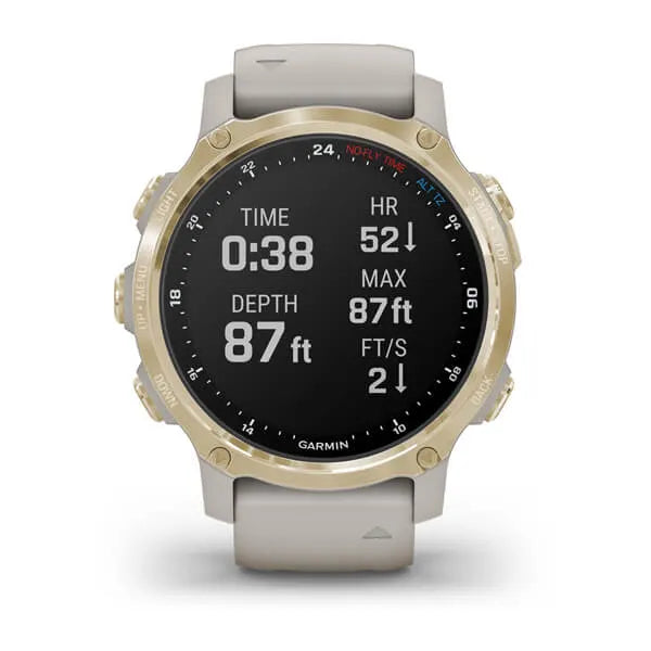 Garmin Descent Mk2S, Light Gold with Light Sand Silicone Band Model #:  GAR-010-02403-00