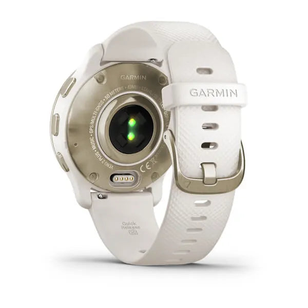 Garmin Venu 2 Plus - Cream Gold Bezel with Ivory Case and Silicone Band Model #:  GAR-010-02496-02