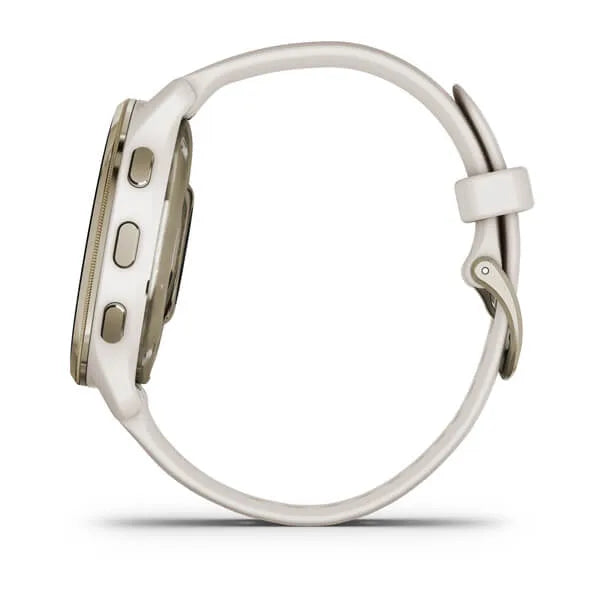 Garmin Venu 2 Plus - Cream Gold Bezel with Ivory Case and Silicone Band Model #:  GAR-010-02496-02